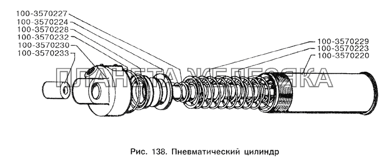 Пневматический цилиндр ЗИЛ-433100